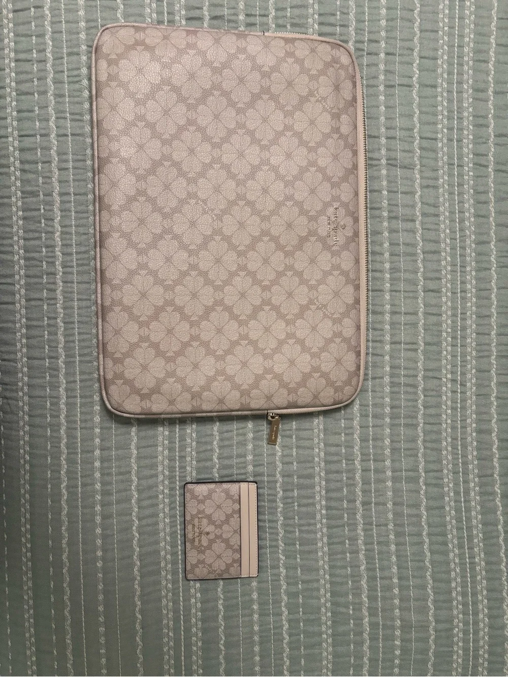 kate spade Pale Pink Floral Logo Tablet Sleeve with Matching Card Case